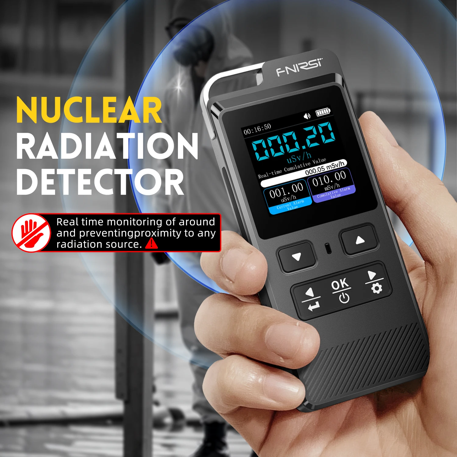 FNIRSI GC-02 Geiger Counter Nuclear Radiation Detector Personal Dosimeter X-ray γ-ray Radioactivity Tester Marble Detector