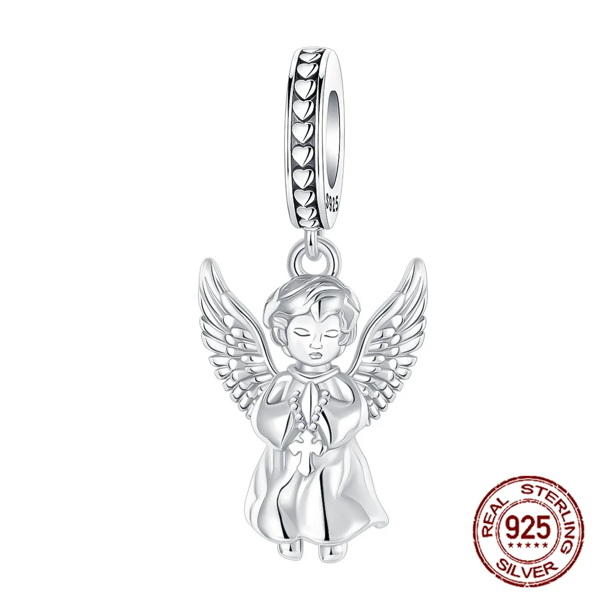 

925 Sterling Silver Guardian Angel Wing Religion Peace Pendant Charm Fit Original Charms Bracelets Women DIY Jewelry Gift