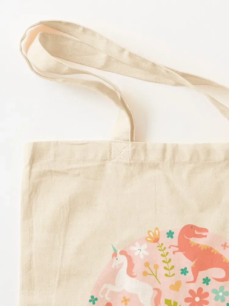 Dinosaurs + Unicorns on Pink Tote Bag tote bag men shopping trolley bag handbag personalized tote
