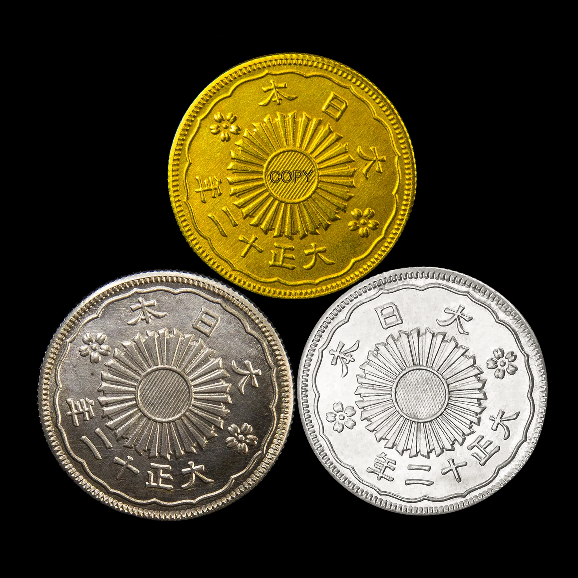 Japanese coin Fifty Money Old Coins Replica，Great Japan Taisho 12 Years Gold Coin，Pair phoenix，Auspicious Feng shui for Money