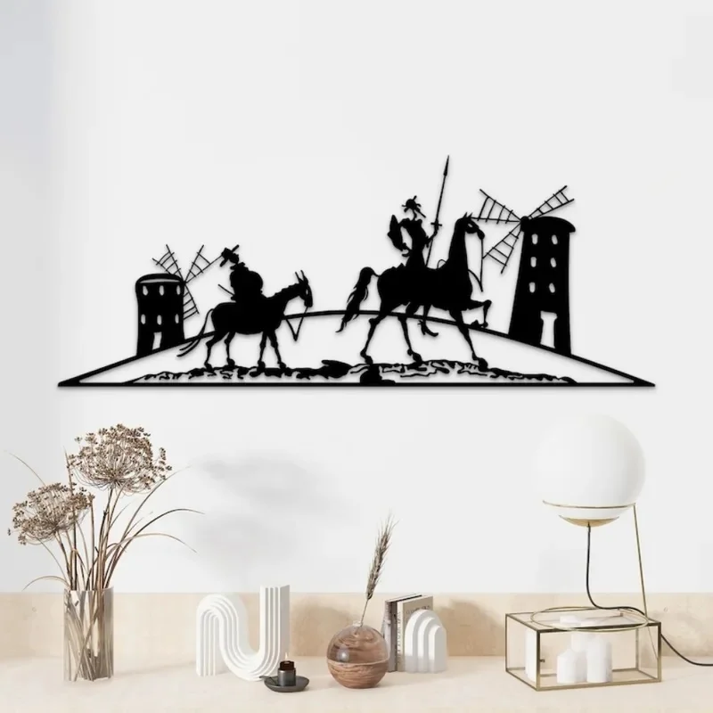 Don Quixote Silhouette Metal Wall Art, Literary Home Decor for Book Lovers, Unique Gift 1pc