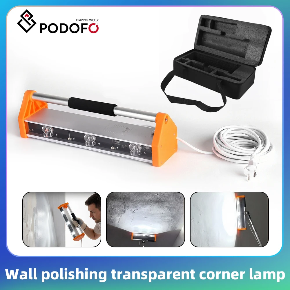 Podofo Wandpolier-Transparente Ecklampe 2600LM 39W 3 LED-Leuchten Trockenbau-Polierlampe mit 155° °   Ultra-Weitwinkelkamera für Renovierungs- und Malereiinspektionen