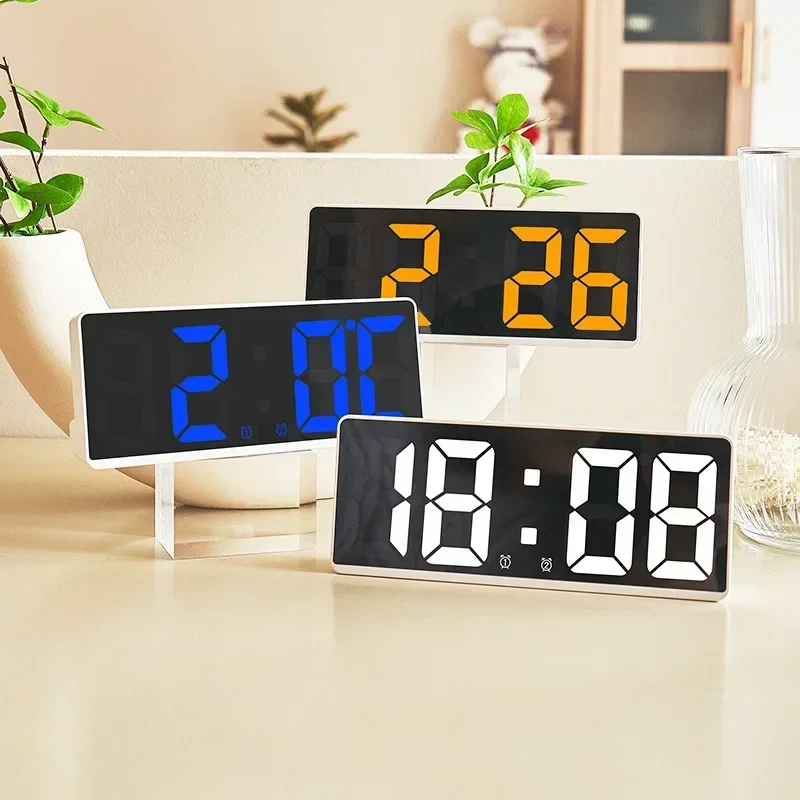 Digital Alarm Clock Voice Control Teperature Snooze Night Mode Desktop Table Clock 12/24H Anti-disturb Funtion LED Clocks Watch