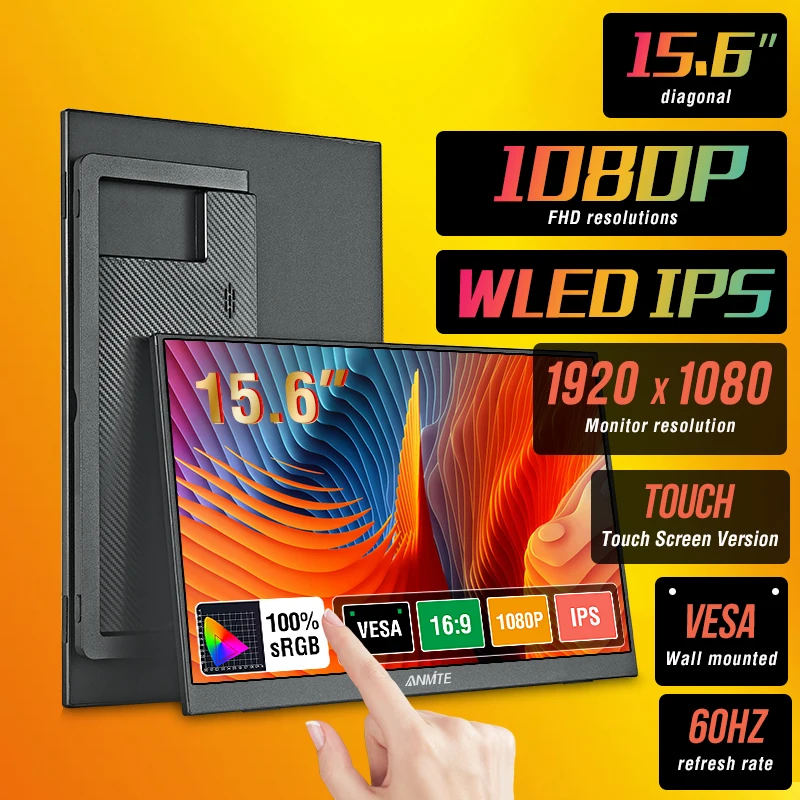 15.6인치 터치 휴대용 모니터 ADS-IPS 1920*1080P 300cd/m2 노트북용 확장 디스플레이 보조 화면 XBox PS4/5