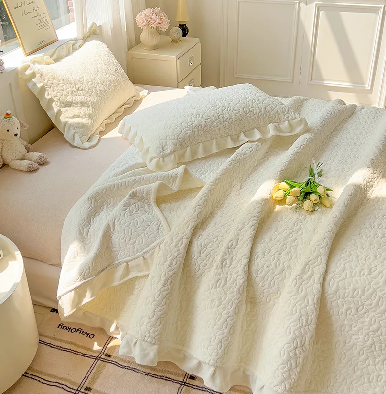 Colcha acolchoada na roupa de cama, cobertor, lençol de veludo com leite, colchão, capa de cama Cubrecam Colcha, inverno quente