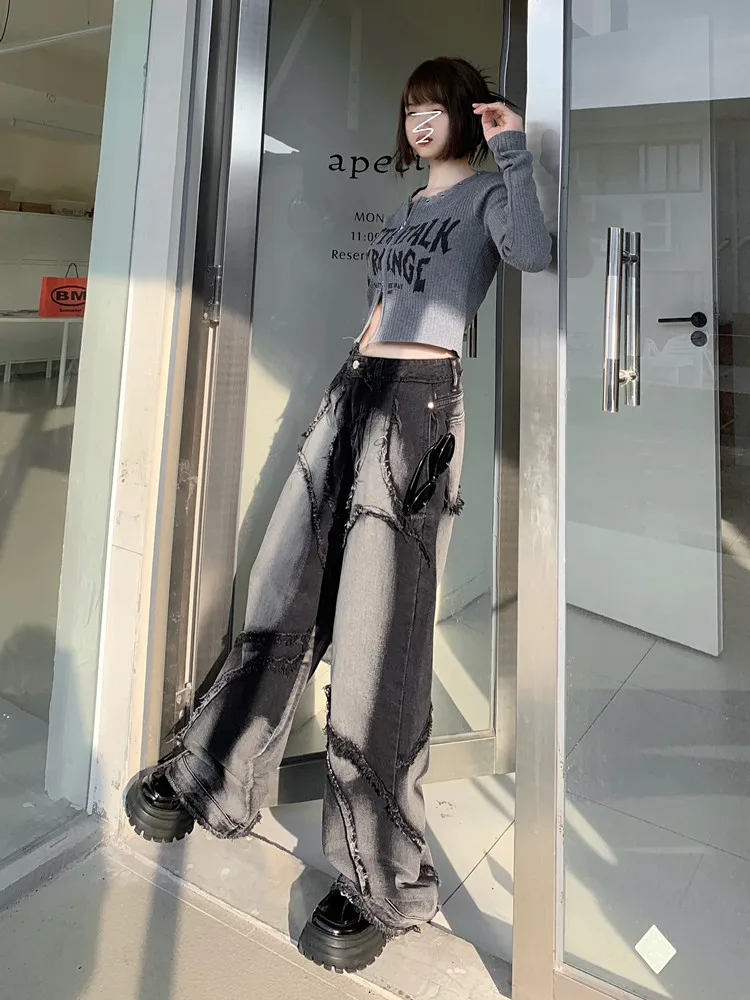 Retro Washed Baggy Jeans Women High Waist Loose Straight Denim Pants Y2k Fashion Harajuku Streetwear Wide Leg Trousers