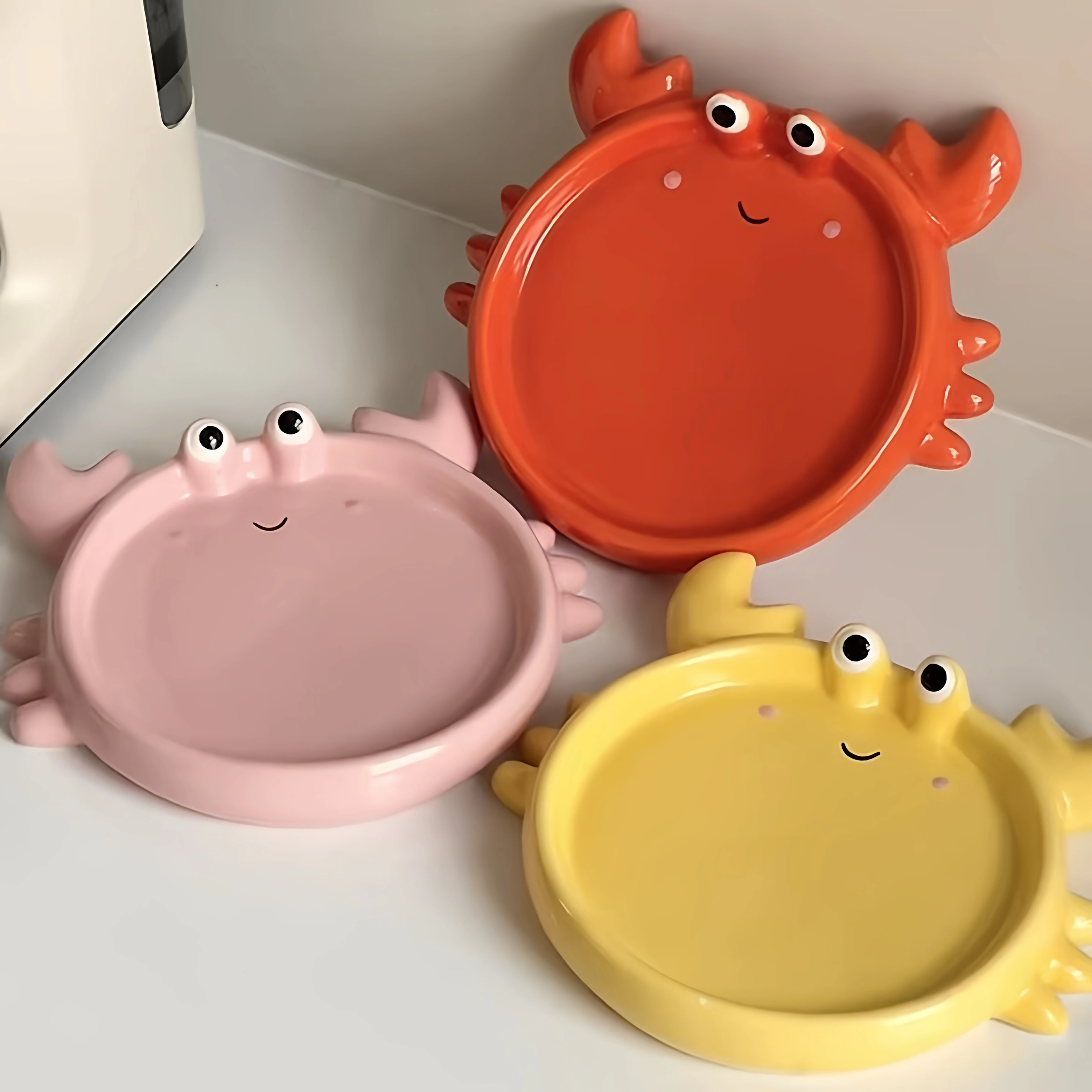 

Cartoon Crab Dinner Plate Cute Ceramic Living Room Household Fruit Placement Plates Beautiful Tableware Snack Storage Tray