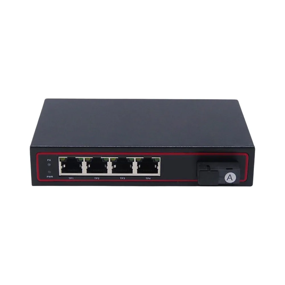 1pc Gigabit Fiber Transceiver Self-Healing Ring Network 1 4 Ports For Industrial Security Monitoring Converter