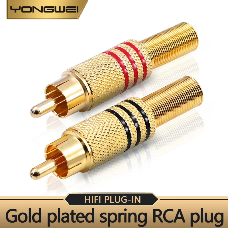 YONGWEI Gold-Plated Soldered RCA Lotus Head AV Audio Video Connector Metal Spring Female Plug for Audio Video Cable Adapter
