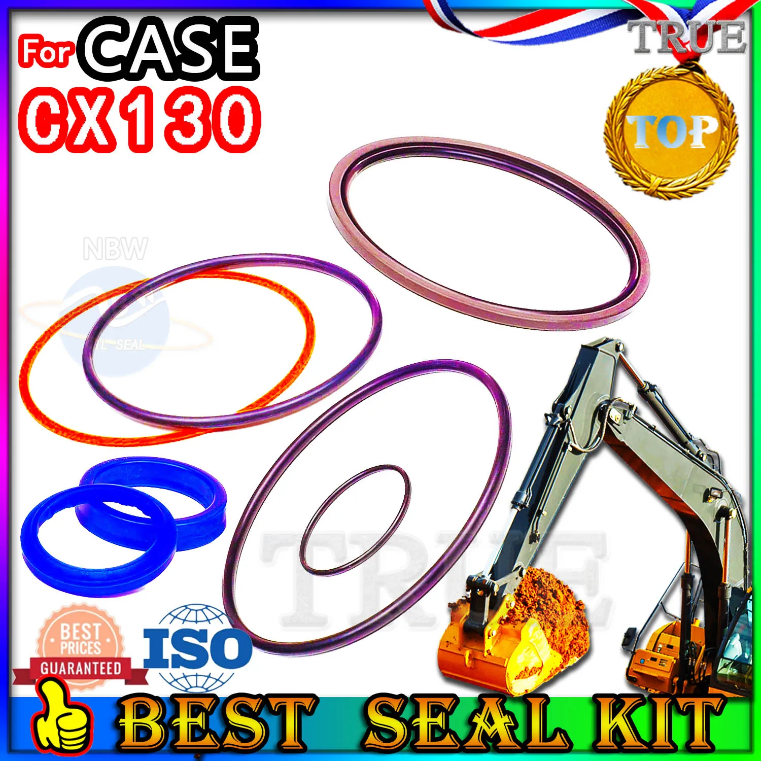 For CASE CX130 Oil Seal Repair Kit Boom Arm Bucket Excavator Hydraulic Cylinder MOTOR Piston Rod Shaft Replacement Dust Bushing