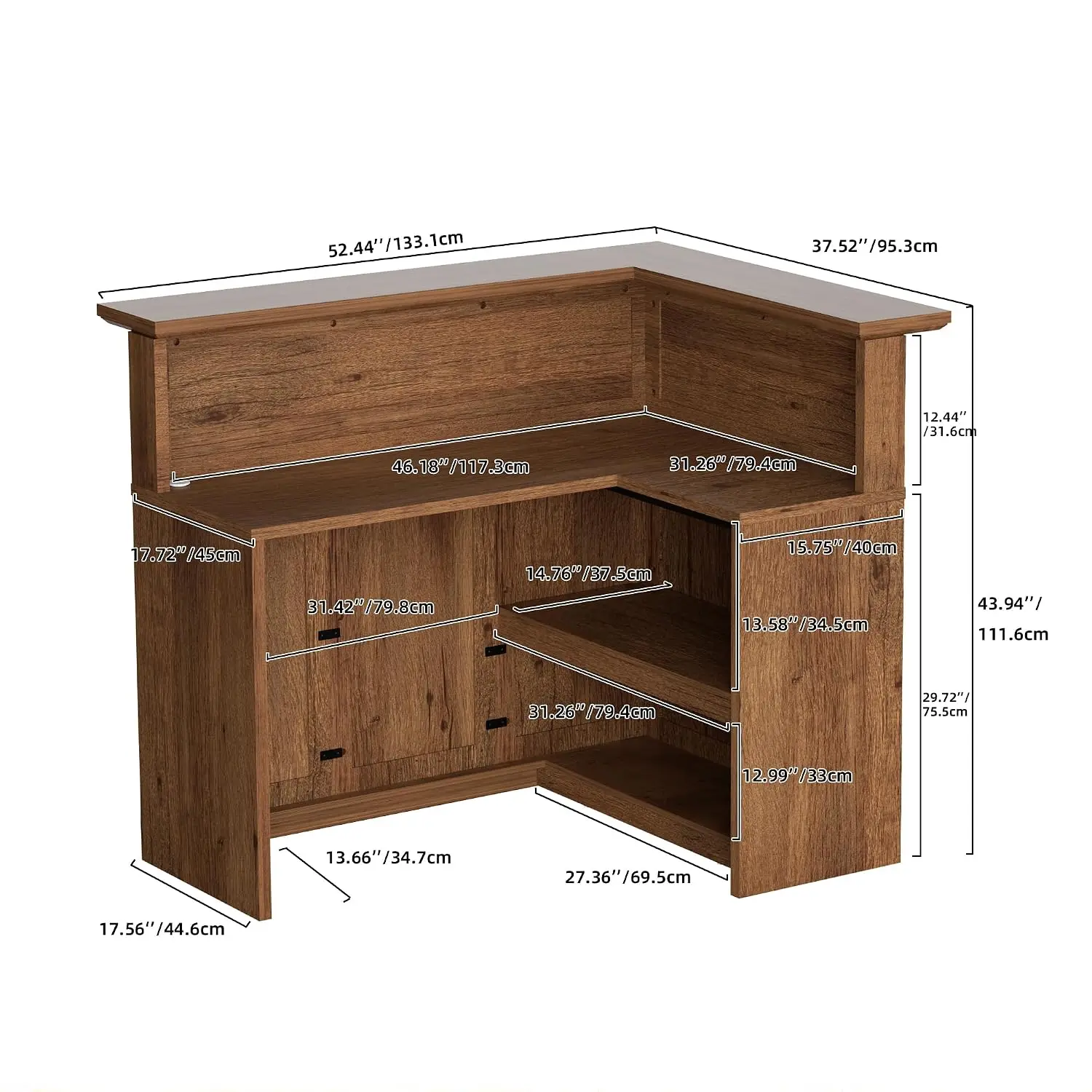 L-Shaped Home Bar Unit 4-Tier Corner Cabinet LED Lights, Customized
