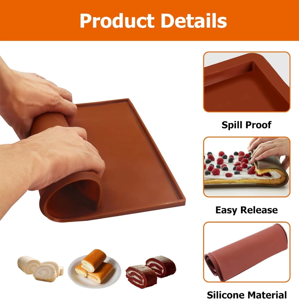 Silicone Baking Tray Rolling Mat Molds Macaron Non-Stick Cake Swiss Roll Pad for Oven Microwave Cooking Cookie Pastry Plate