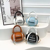 Cartoon PU Leather Crossbody Bag Rugby Design Zipper Shoulder Bags Ball Chain Bag Sport