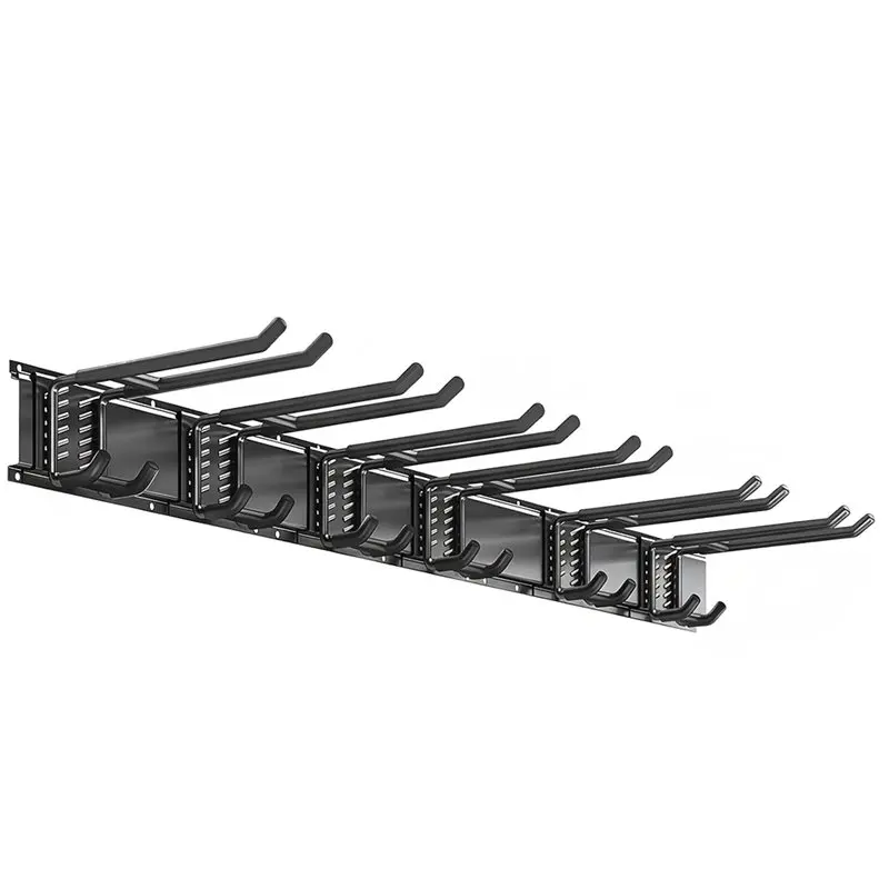 【ORNAMENT】Garage Tool Organizer System With 6 Adjustable Hooks-Wall Mount, Heavy-Duty Storage For Shovels And Other Items