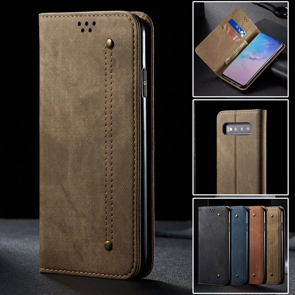 Luxury Denim Flip Pu Leather Wallet Phone Cases For Oppo Realme X50 C55 C35 C21 C15 C12 V13 V12 Gt  Pro Ultra Case Cover E01I