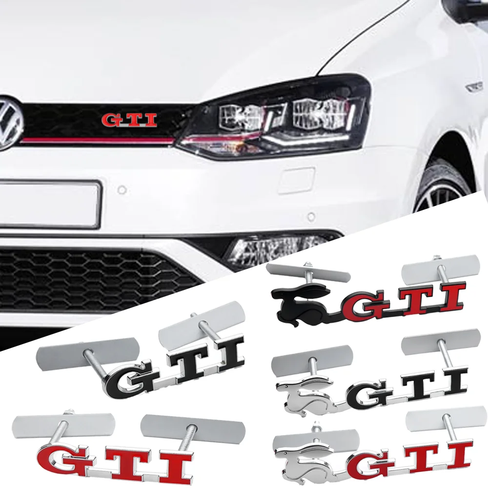 3D GTI Emblem Car Front Grille Badge Decoration ABS Sticker for Volkswagen VW Jetta Mk6 Scirocco Polo 6R Touran Golf Git Passat