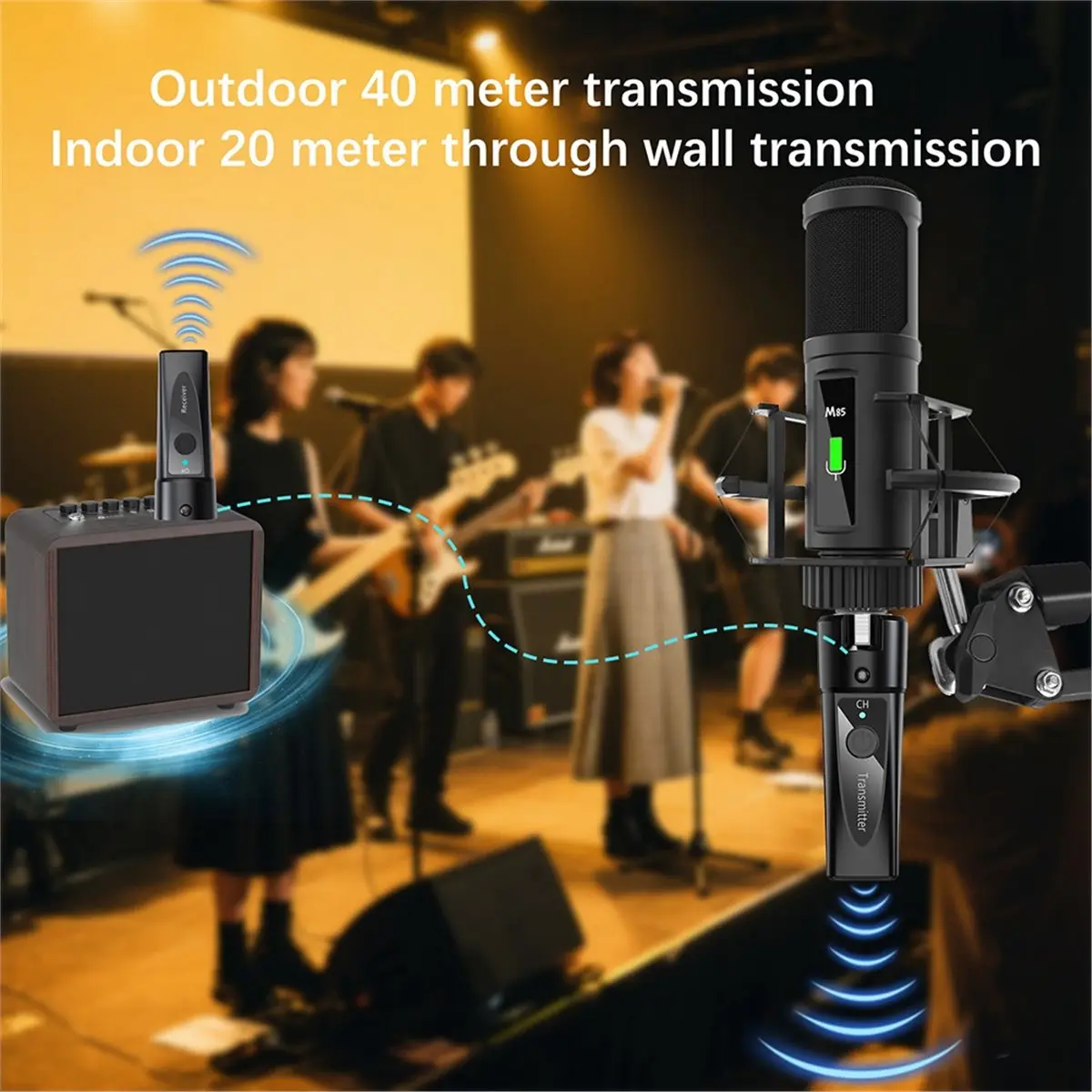 

A23G XLR Wireless Microphone Transmitter Receiver 2.4Ghz Microphone Wireless System Rechargeable Wireless Mic Audio Adapter B