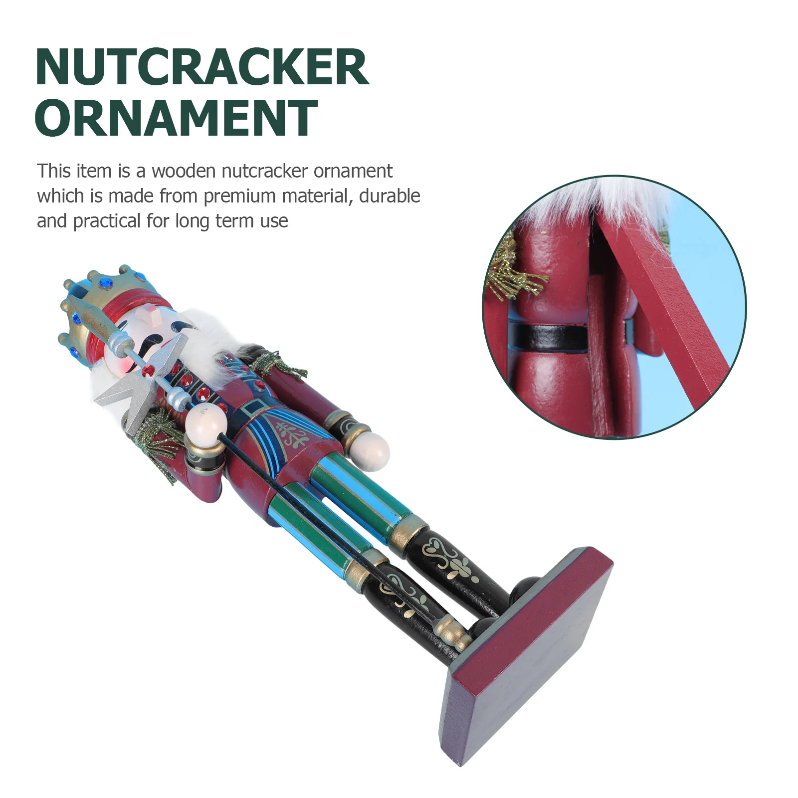 

1Pcs Wooden Nutcracker Soldier Premium Material Classic Xmas Ornament Decorative Puppet for Holiday Desktop Display