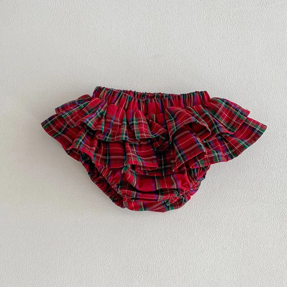 

Baby Girls Plaid Ruffles Skirt Shorts Kids Spring Fall Pettiskirt Toddler Tutu Skirt Infant Bloomers Cake Layeres PP Shorts 0-4t