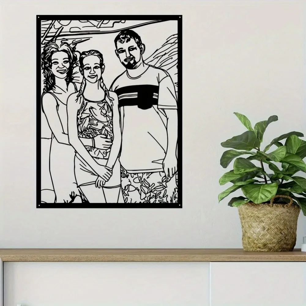 1pc Customizable Framed Metal Photo Art Portrait, Elegant Unique Wall Decor Gift (Only For Decoration)