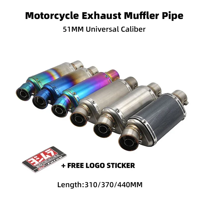 

51MM Universal Yoshimura Motorcycle Exhaust Muffler Pipe For R3/R6/R15 ninja250/400 Duke200 RC390 ETC Exhaust Escape Modified