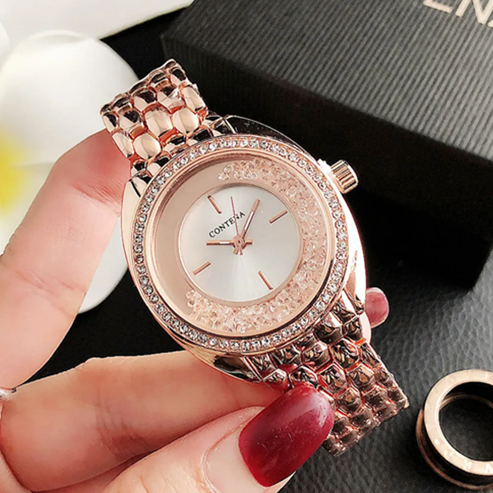 New Contena Brand Luxury Watches Women Fashion Rhinestone Women\'s Quartz Watches Stainless Steel Ladies Watch Female Clock Gift