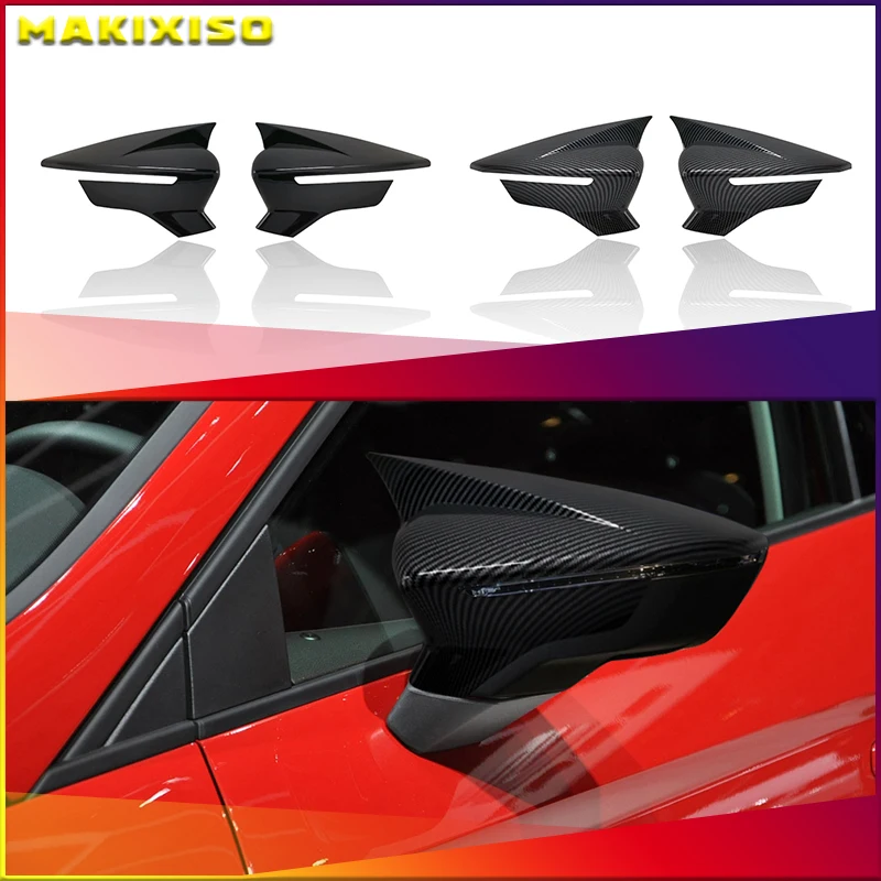 

2x Car Side Wing Mirror Covers Cap For Seat Leon MK3 MK3.5 5F ST FR Cupra 2013-2019 Rearview Mirror Glossy Black / Carbon Fiber