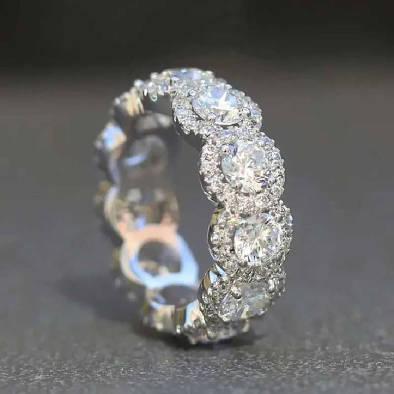 Huitan Funkelnde Zirkonia Versprechen Ringe für Frauen Hochzeit Verlobung Bands Silber Farbe Neue Moderne Mode Weibliche Schmuck – Detail 3