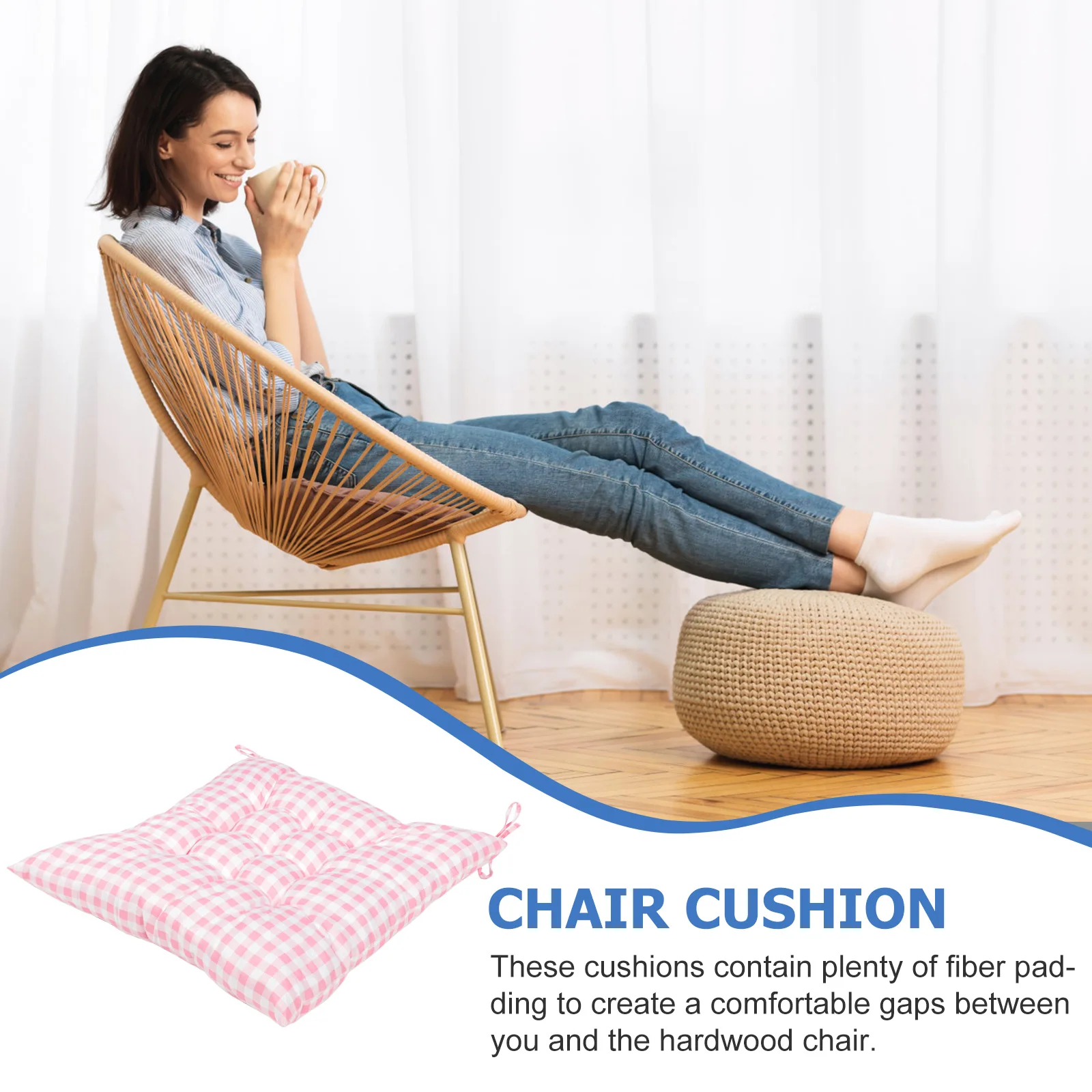 

Thick Pink Seat Pads Cotton Rocking Chair Cushions Portable Household Butt Cushion Square Stool Padding Soft Household Supplies