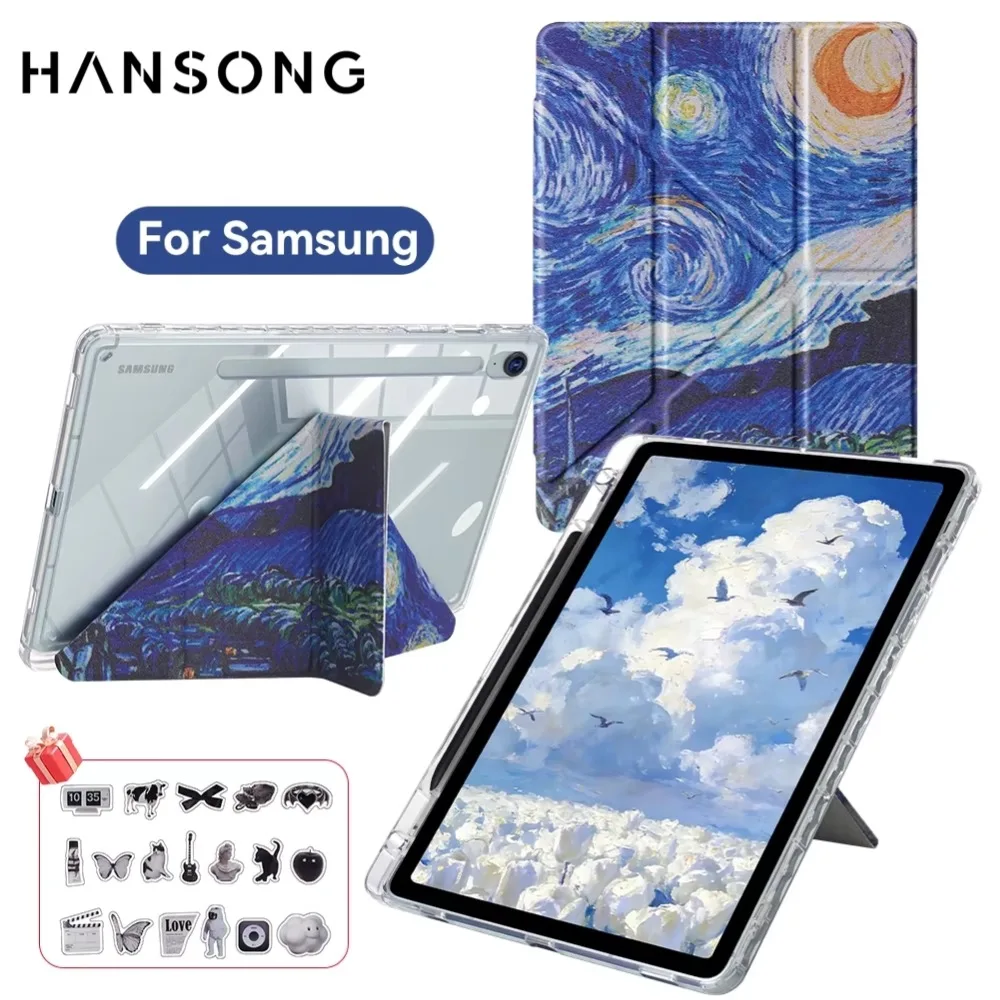 Case For Samsung Tab S9 SM-X710/X716B/X718U S10 FE SM-X520/X526 S9 FE SM-X510/X516 S10 Lite With Auto Wake/Sleep Soft Leather