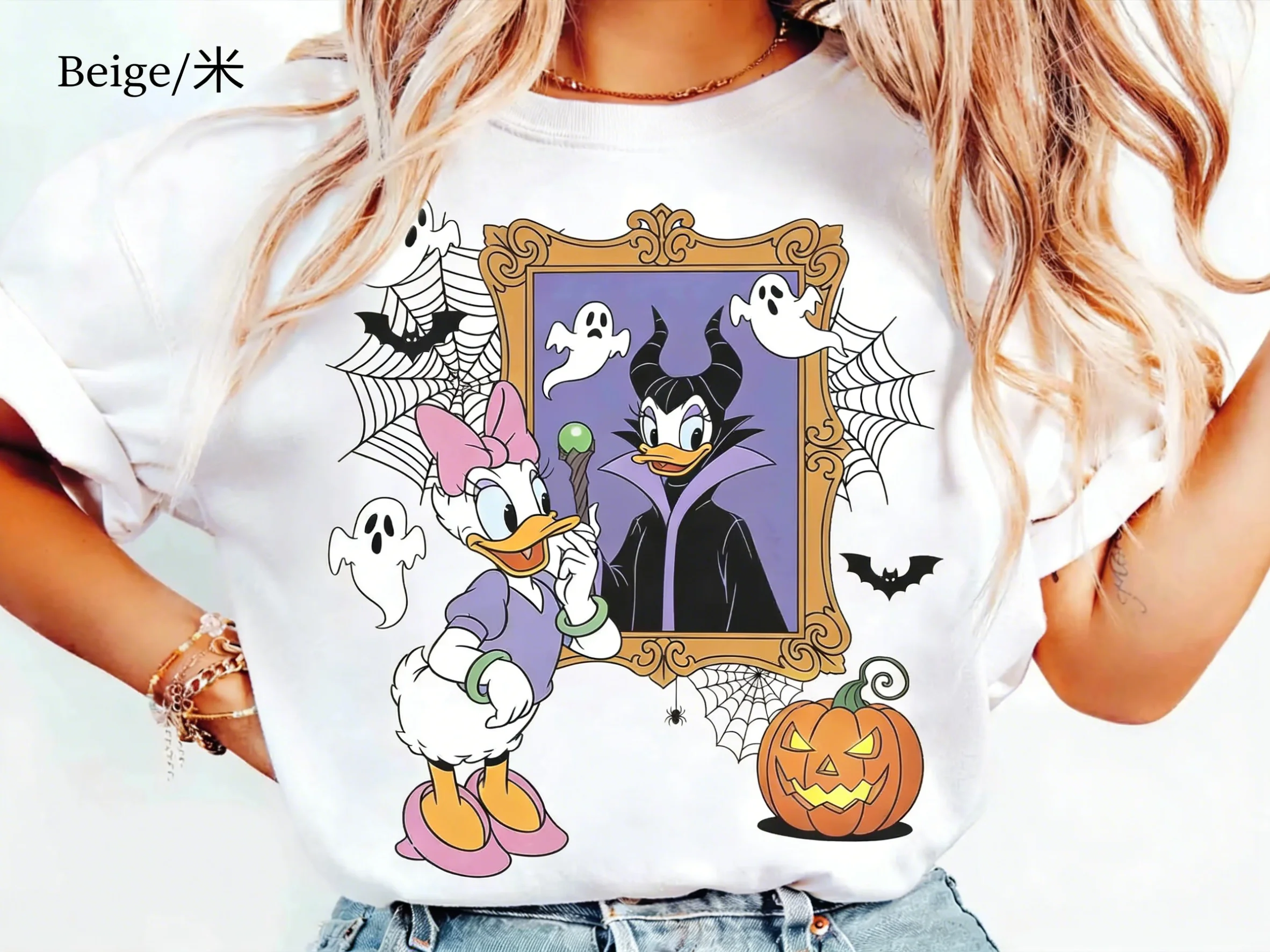 Nueva camiseta de Halloween de Daisy Duck Marlene Pherson, camiseta con reflejo de villano de Disney, camiseta divertida con efecto espejo para Halloween, para hombres y mujeres