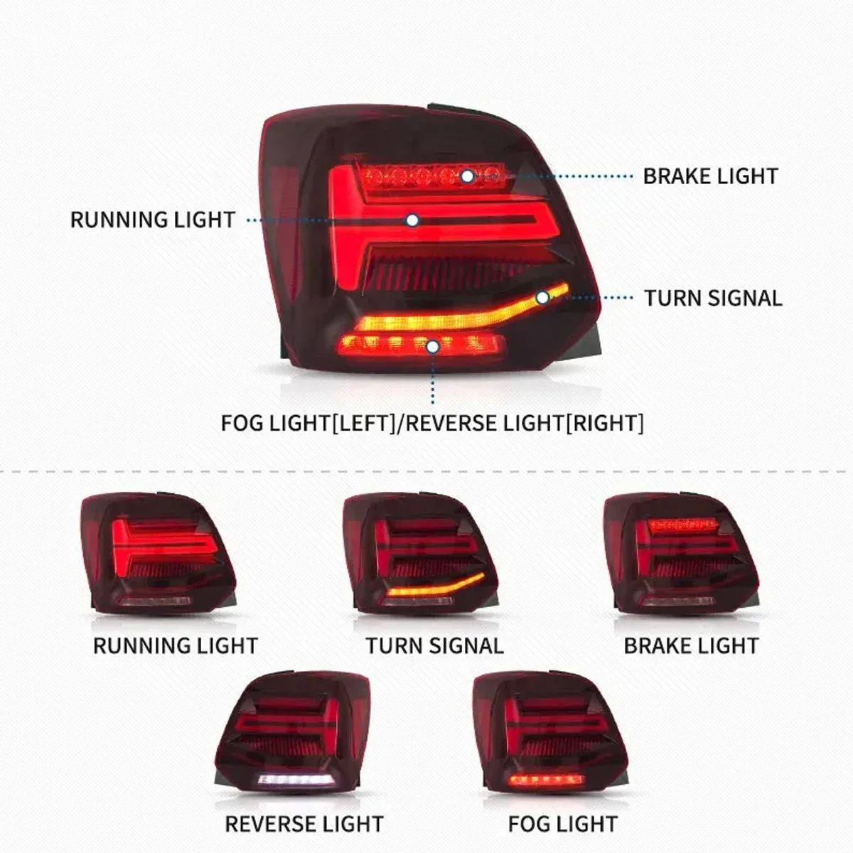 2 PCS Rear Taillights Assembly For VW Polo 2011-2017 Car LED Lights Car Lamp Part Sequential Turn Signal Auto Accessories