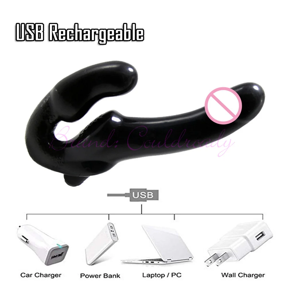 Strapless Strap-on Vibrating Dildo for Couples Strapon Double Head Wireless Remote G-spot Vibrator Sex Toys for Women