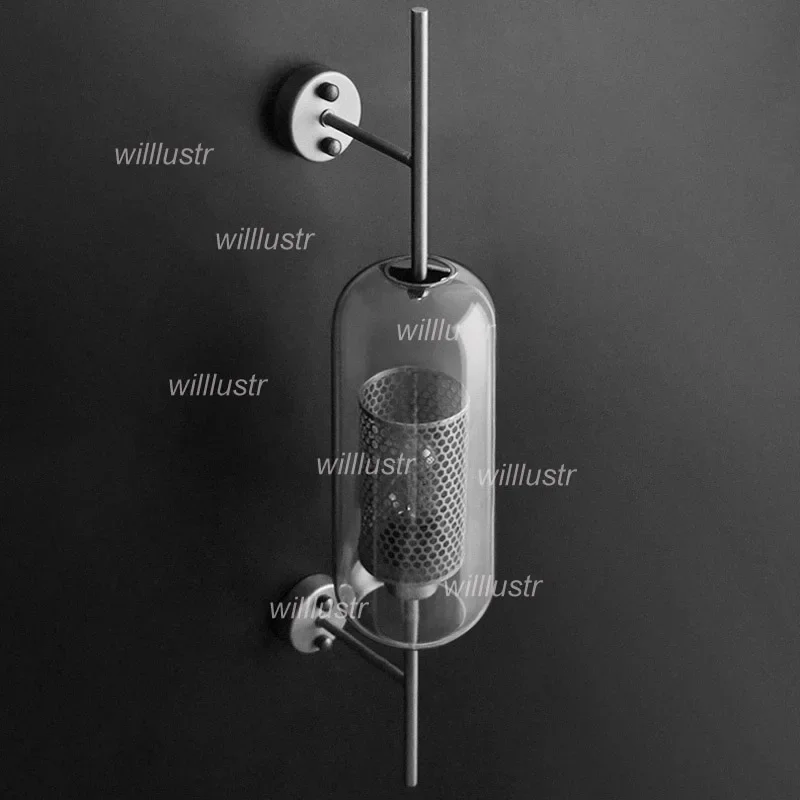 Imagem -05 - Ferro Net Wall Sconce Lâmpada de Vidro Globo Cilindro Sombra Luxo Acessível Industrial Luxo Acessível Ajuste para Sala de Dinning Quarto Restaurante Hotel