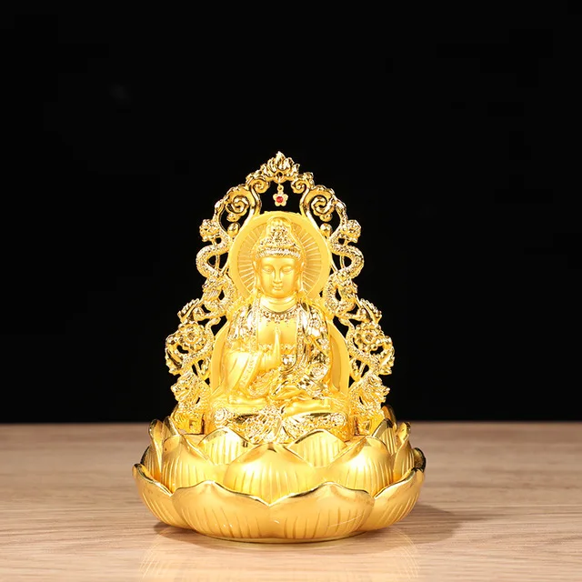 

Chinese Zinc Alloy Guanyin Statue Car Decoration Study Bogu Frame Feng Shui Ornaments Buddha Hall Accessories Home Decor Crafts