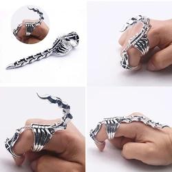 ZB91 Gothic Ring Punk Full Finger RIng Scorpion Ring Joint Full Finger Ring with Adjustable Opening Moving Scorpion Tail Ring