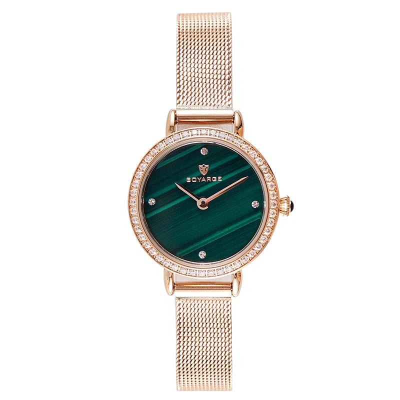 

BOYARGE Women Watches Fashion Malachite Green Leather Ladies Watch Luxury Waterproof Quarzt Wristwatch Female Simple Clock