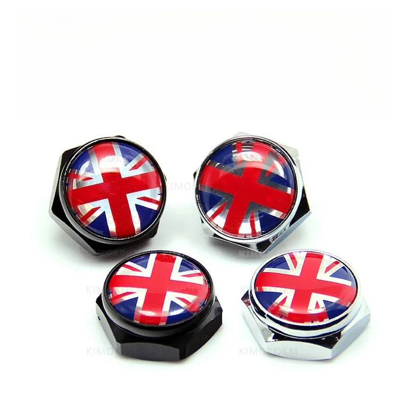 4Pcs/Set For Generic MINI COOPER S JCW F56 F60 R55 R56 R60 Accessories UK Flag Car License Plate Frame Fixed Bolt Metal Screw