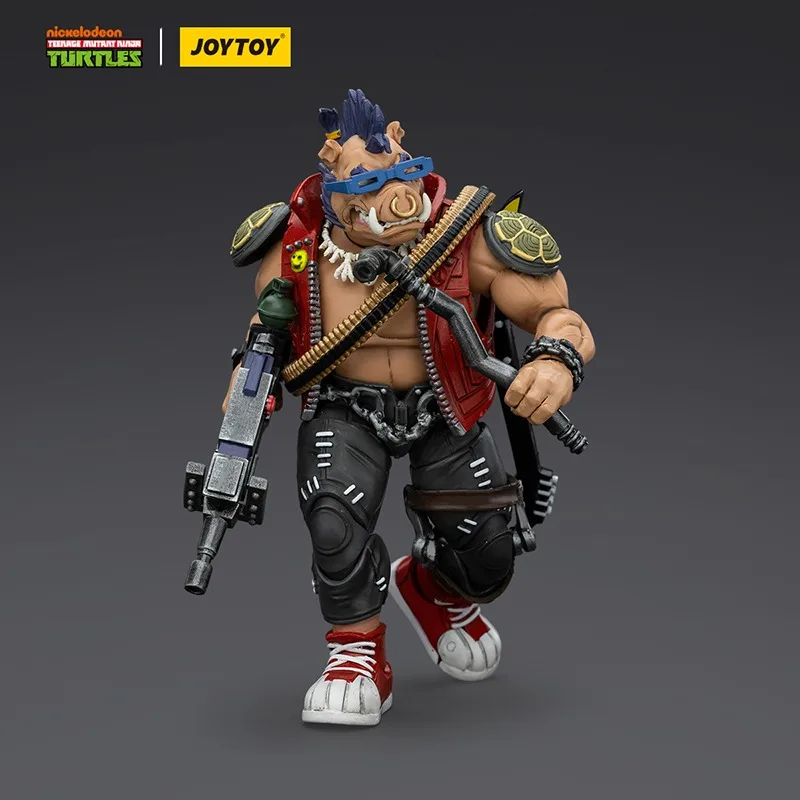 JOYTOY เต่านินจาตัวเลขการกระทําอะนิเมะ 1/18 ขนาด 11.5 ซม.TMNT Beebop Rocksteady ก้องทหารรุ่นตุ๊กตาของเล่นเด็กของขวัญ