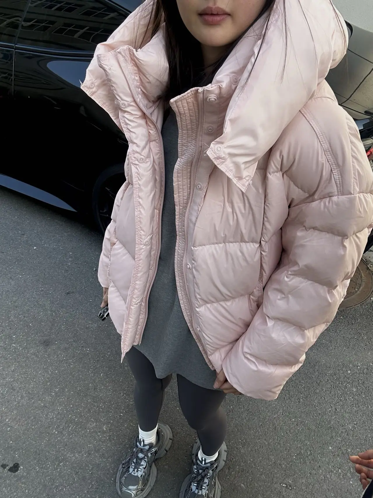 ฤดูหนาวที่ถอดออกได้Hoodedสั้นลงเสื้อแจ็คเก็ตหญิงWarm Zipper Quiltedหลวมเสื้อแจ็คเก็ตผู้หญิง 90 เป็ดสีขาวลงParker Outwears Coat