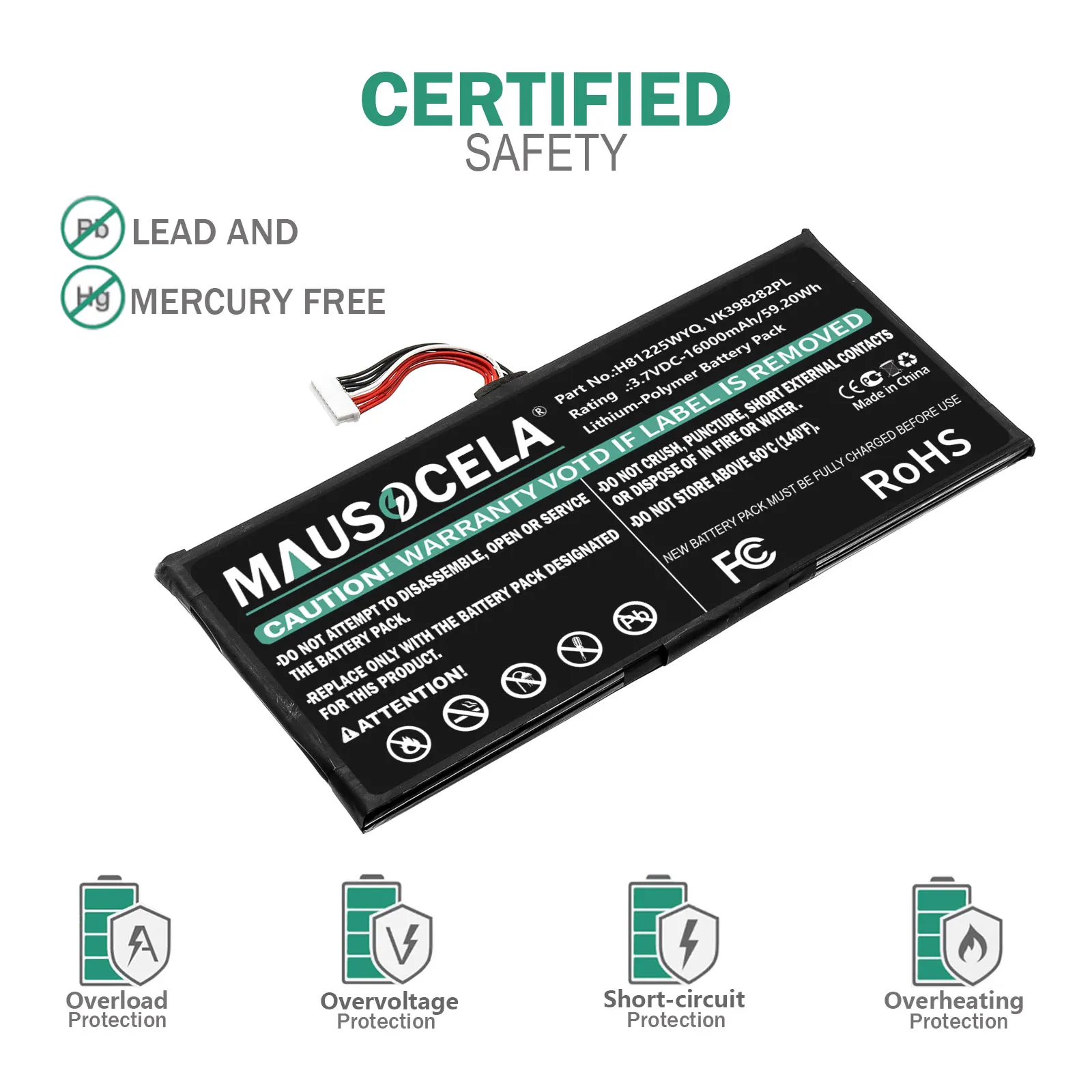 Diagnostic Scanner Battery For Autel:H81225WYQ,VK398282PL,MaxiSys Elite,--15000mAh / 55.50Wh--Li-Polymer--3.70V