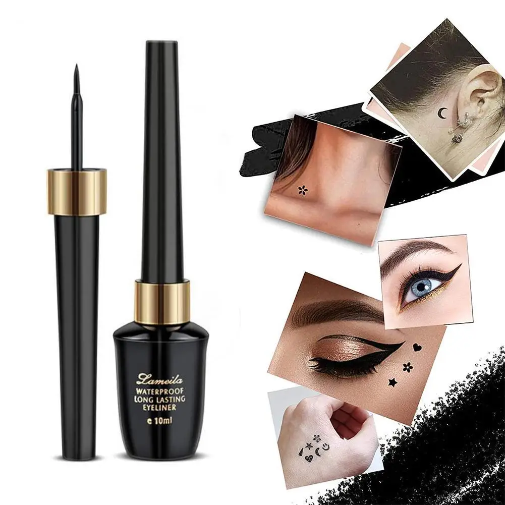 

10ml Waterproof Liquid Eyeliner Glue Pen Eyeliner Quick-drying, Sweat-proof, Eye Makeup Non-smudge Cosmetics For Women S9N4