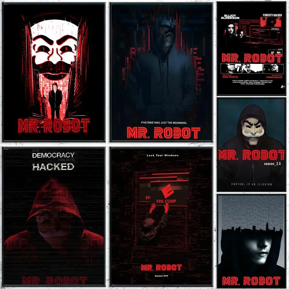 TV M-Mr Robot Hacker Drama Poster High-Quality Waterproof Wall Decal for Study, Living Room & Garage, Great Gift for Fans