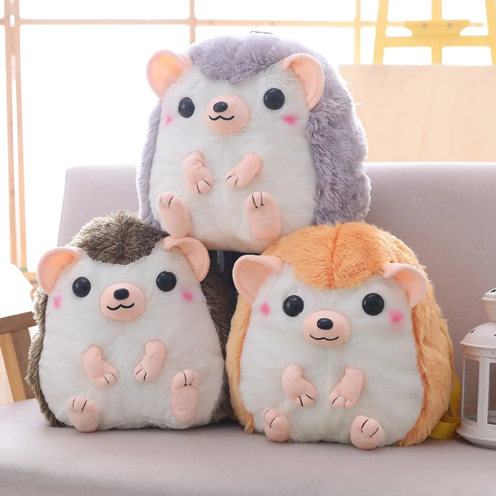 30ซม.* 28ซม.การ์ตูน Hedgehog ตุ๊กตากระเป๋าเป้สะพายหลังตุ๊กตาของเล่นเด็ก Plush กระเป๋านักเรียนเด็กหญิงวันเกิดของขวัญ