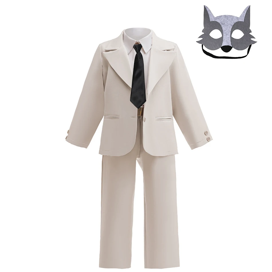 

Halloween Boys Bad Guy Mr. Wolf Cosplay Suit White Luxury 3Pcs Suits Sets Suit Shirt Pants 2-12 Yrs Kids Party Normally Costume