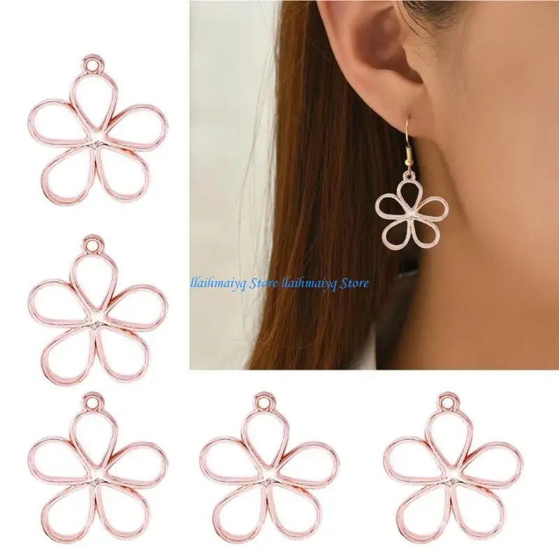 

573B 50 Pieces Elegant Hollow Flower Pendant Jewelry Making Pendants Small Flower Pendant Alloy Material for Jewelry Crafting