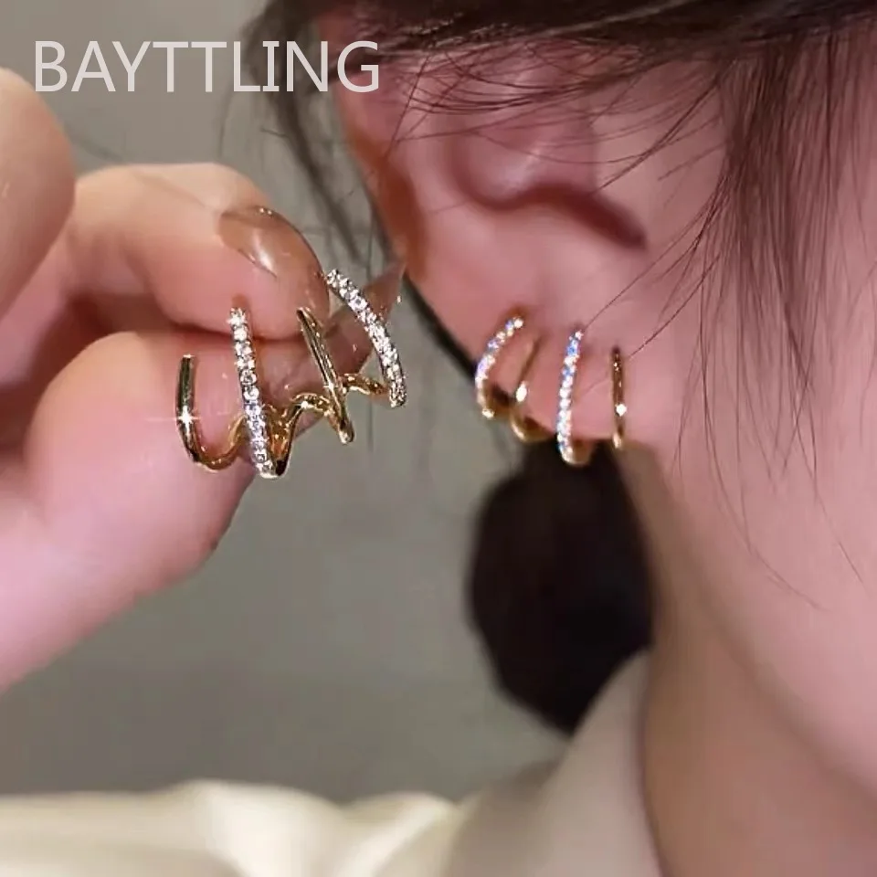 925 Silver 18K Gold Claw Hook Earrings for Women Exquisite Rhinestone Decor Ear Cuff Earring for Woman Fashion Jewelry