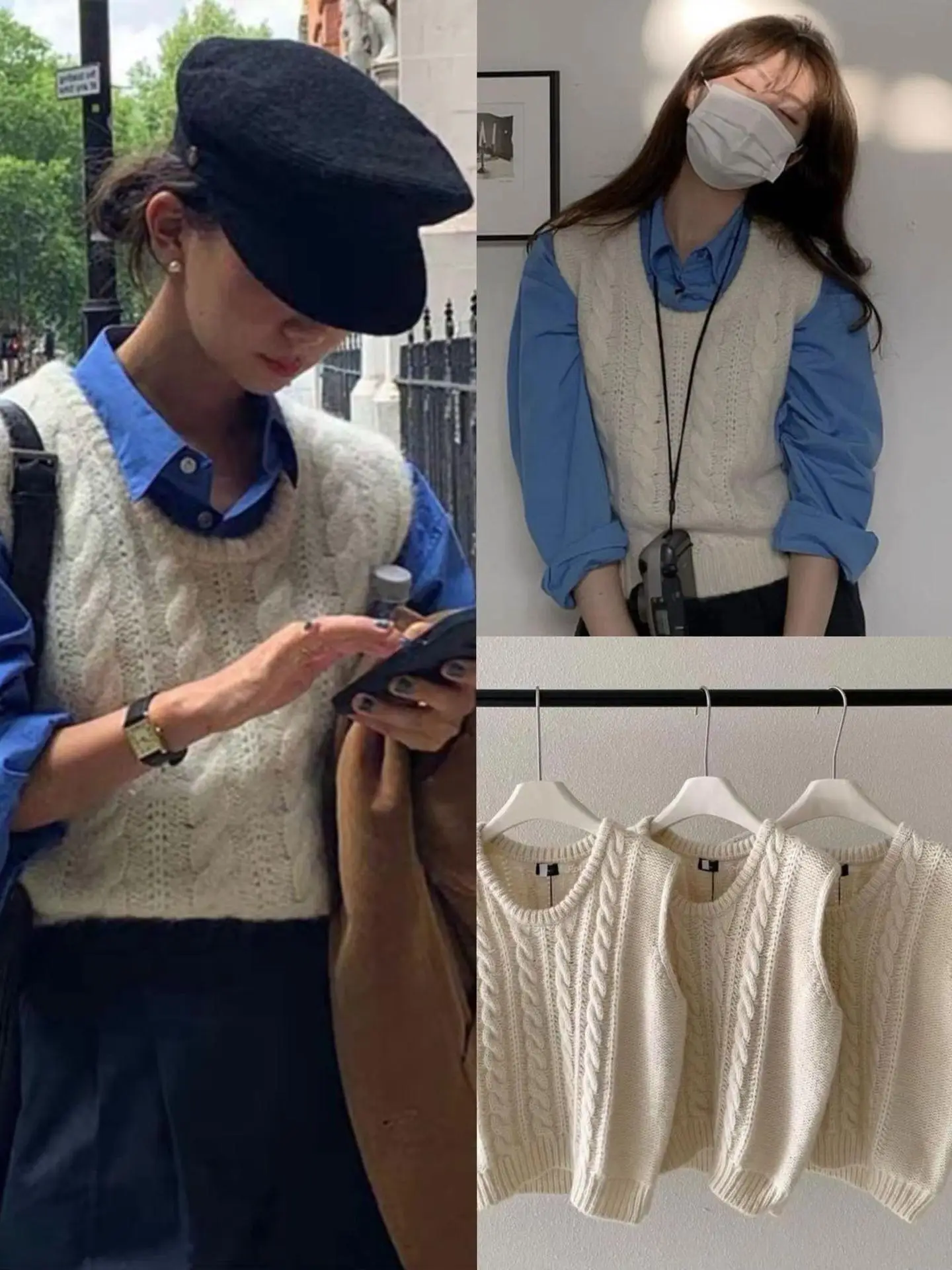 

Thebarnet Crew Ne Svel Knitted Vest Women Faion Autumn Outdoor Plain Color Fake ket Soft Pure Lamb Camere Woolly
