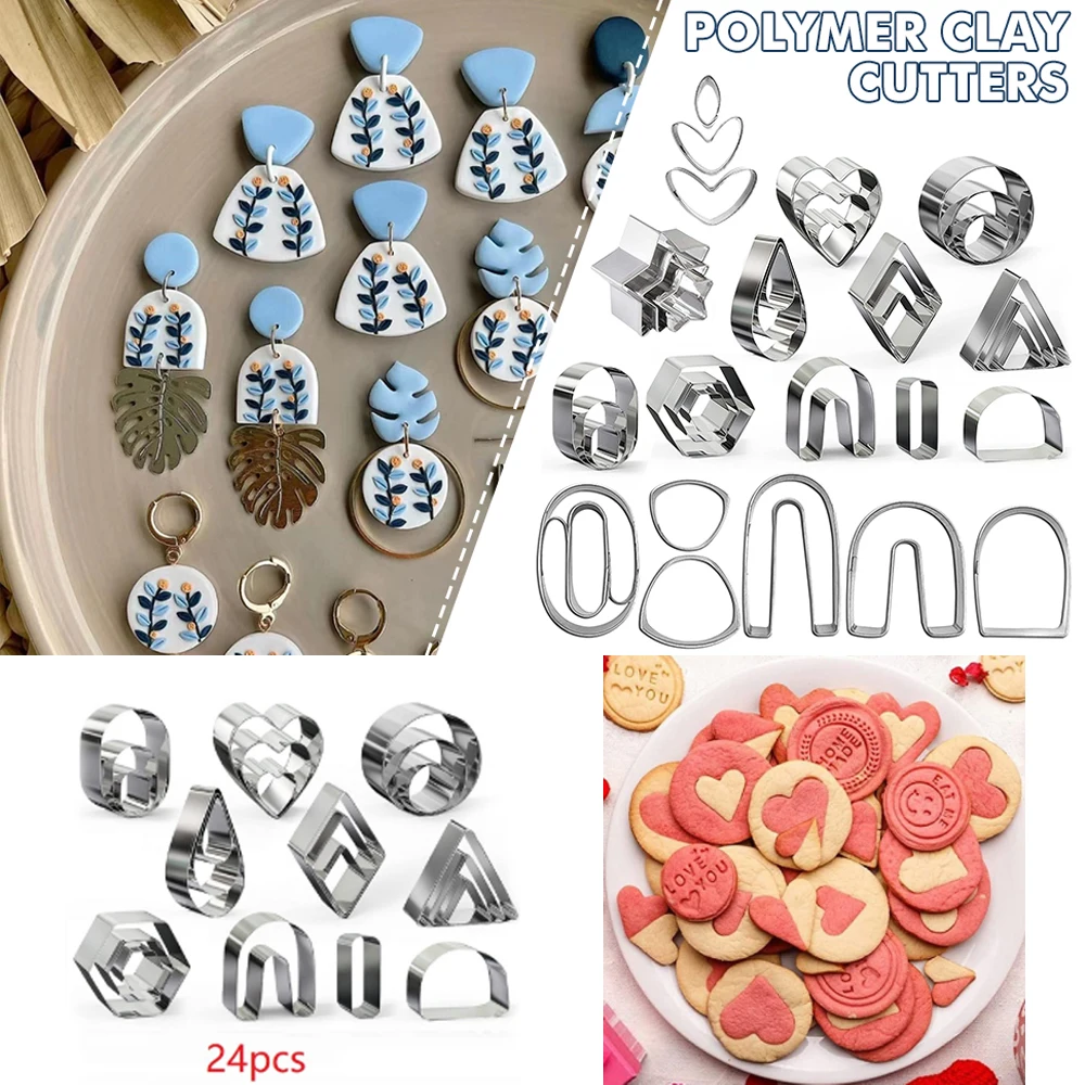 Stainless Steel Polymer Pottery Clay Cutter Tool DIY Ceramic Craft Cutting Mold for Earring Jewelry Pendant Making