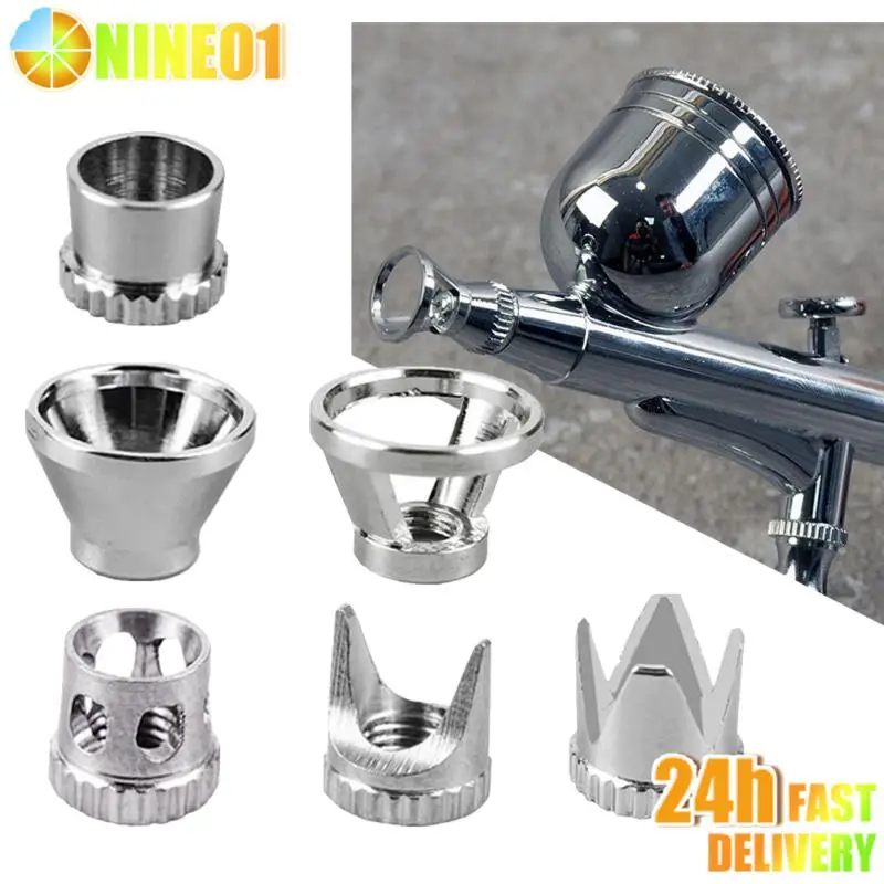 Airbrush Nozzle Cap Accessories Replacement Tool Normal Crown Tomahawk Splatter 6 Type Nozzles Cover Cap Spray Gun For Air Brush